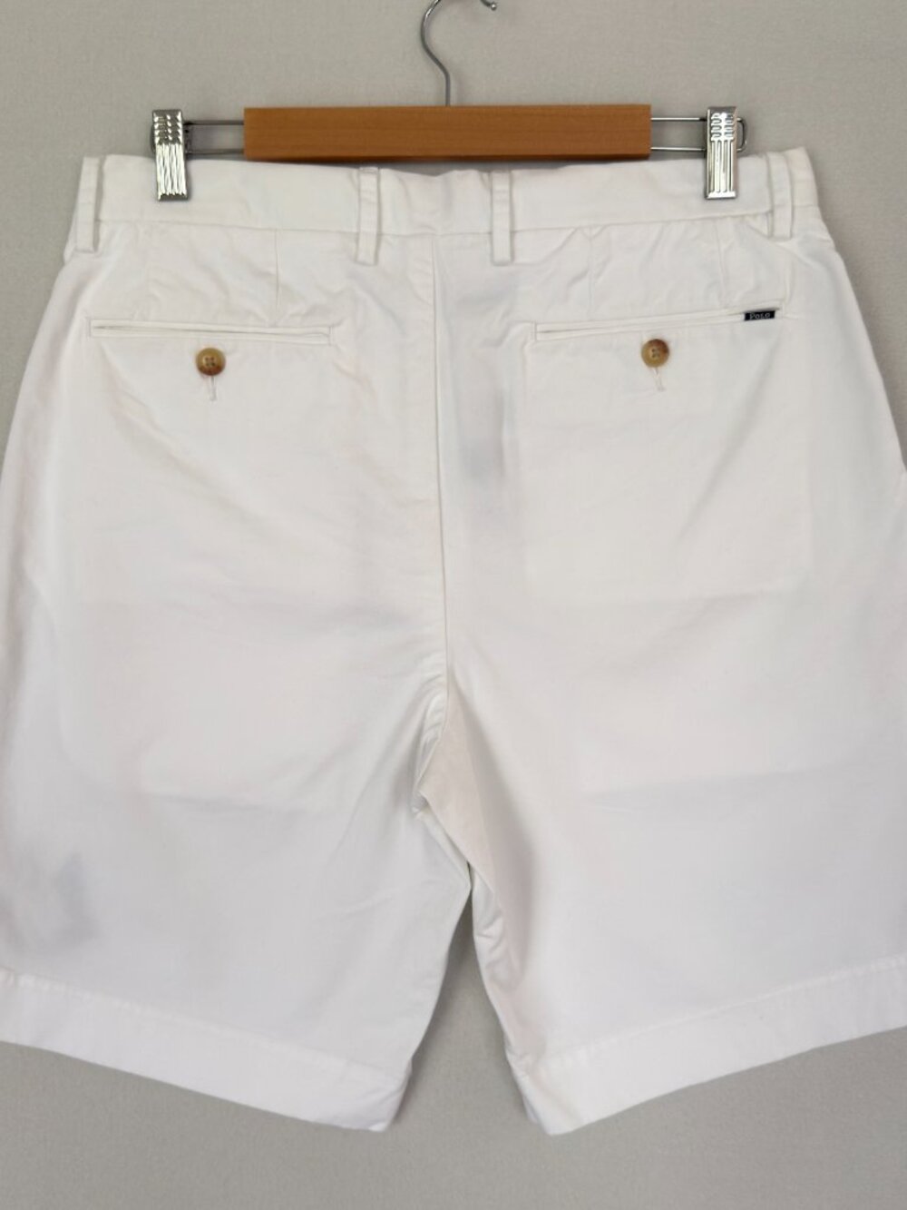 Polo Ralph Lauren Shorts Men 32 White Stretch Classic Fit Flag Embroidered Chino - Picture 9 of 13